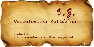 Veszelovszki Zoltána névjegykártya